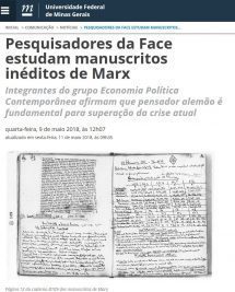 Pesquisadores da FACE estudam manuscritos inéditos de Marx