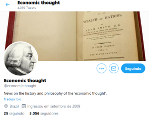 Perfil economic thought no twitter