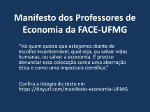 Manifesto dos professosres de economia da FACE-UFMG